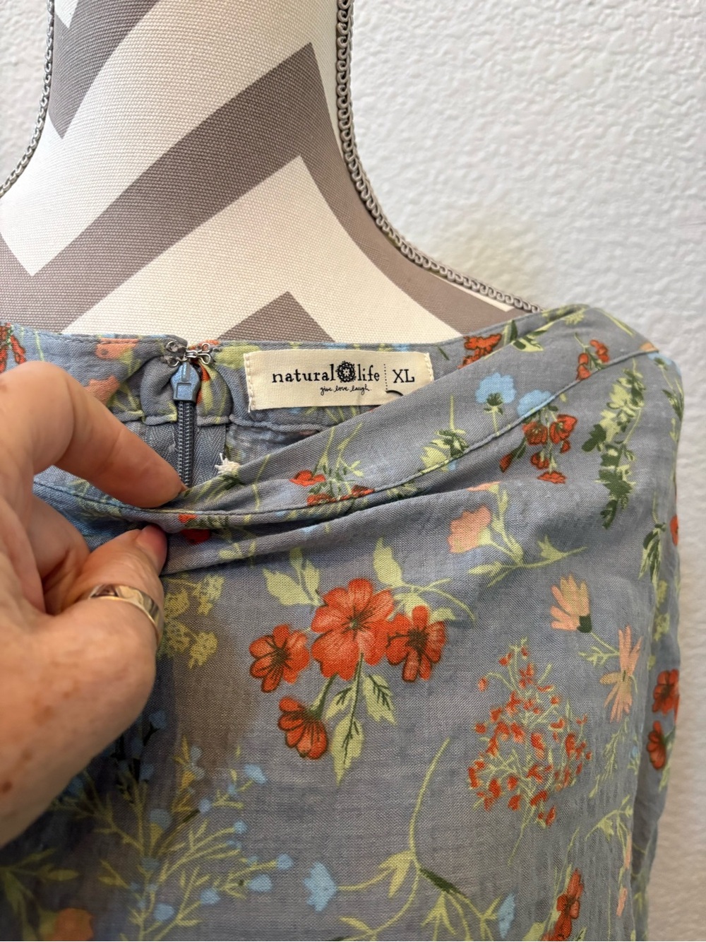 NATURAL LIFE Light Blue Maxi skirt with Orange Floral Print NWT - Picture 2 of 2